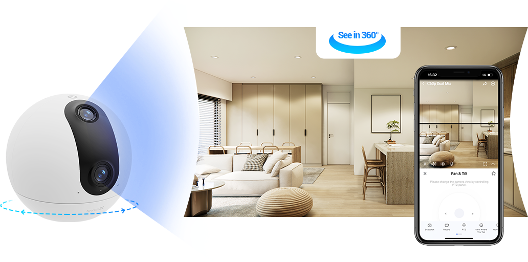 C60p Dual Mix EZVIZ C60p Dual Mix Dual-Lens Smart Home Wi-Fi Camera - Image 4